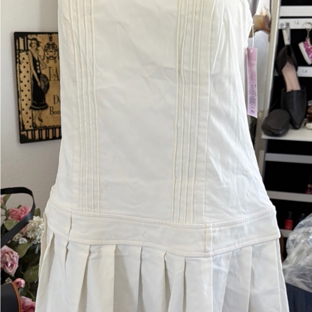 White Womans Pleated Sundress wild fable - Picture 10 of 15